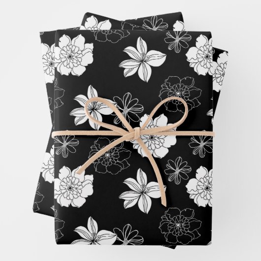 Schwarz-Weiß-Muster Geschenkpapier Set (Beispiel)