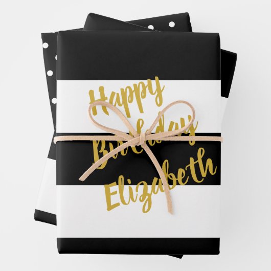 Schwarz-Weiß-Muster Geschenkpapier Set (Beispiel)