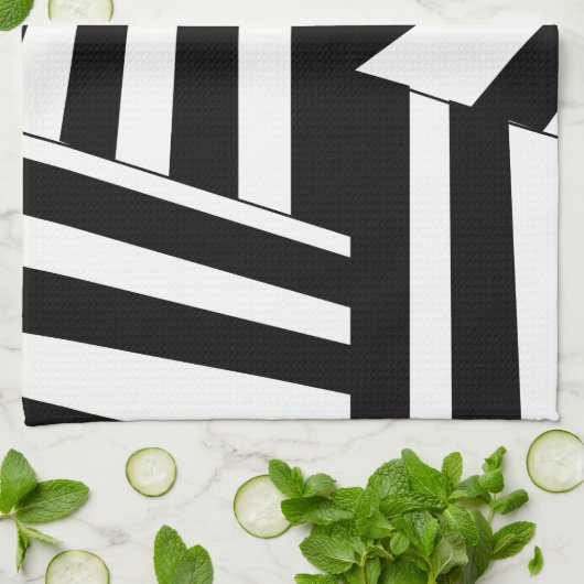Schwarz-Weiß-Muster Geschirrtuch (Gefaltet)