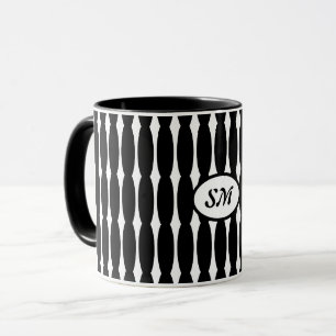 Schwarz-Weiß-Muster, Ihre Initialen oder Monogramm Tasse