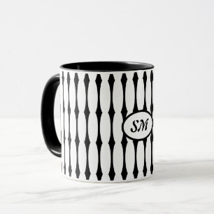 Schwarz-Weiß-Muster, Ihre Initialen oder Monogramm Tasse