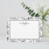 Schwarz-Weiß-Muster in Monogramm Dankeskarte (Stehend Vorderseite)