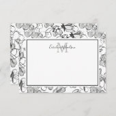 Schwarz-Weiß-Muster in Monogramm Dankeskarte (Vorne/Hinten)