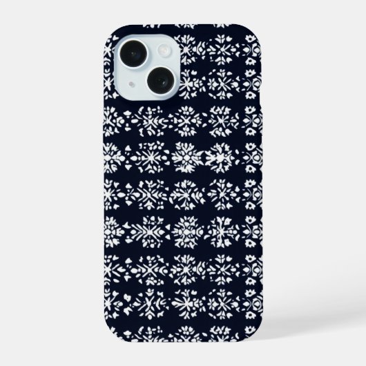 Schwarz-Weiß-Muster iPhone 15 Hülle (Rückseite)