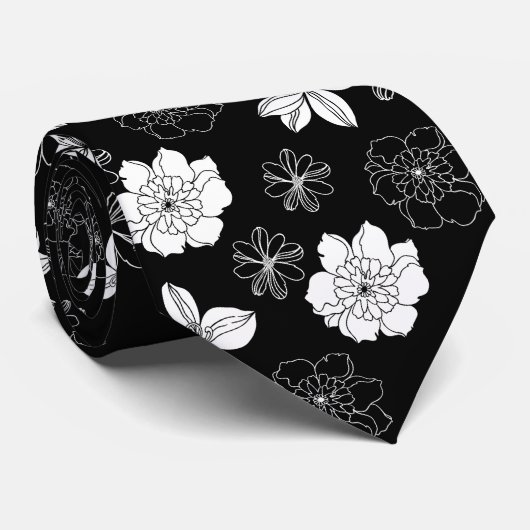 Schwarz-Weiß-Muster Krawatte (Gerollt)