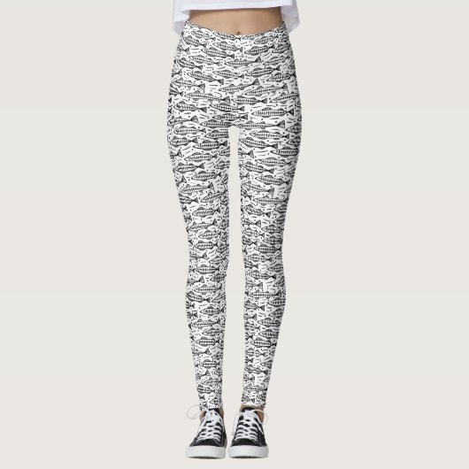 Schwarz-Weiß-Muster Leggings (Vorderseite)