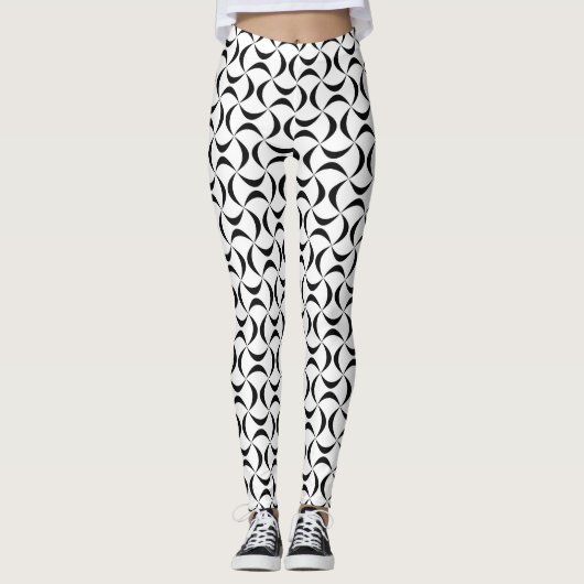 Schwarz-Weiß-Muster Leggings (Vorderseite)