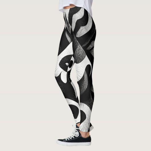 Schwarz-Weiß-Muster Leggings (Links)