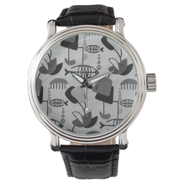 Schwarz-Weiß-Muster - Männerüberwachung Armbanduhr (Vorderseite)
