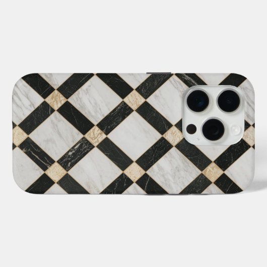 Schwarz-Weiß-Muster-Marmor Case-Mate iPhone Hülle (Rückseite (Horizontal))