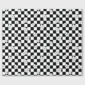 Schwarz-Weiß-Muster mit Blumenkarton Geschenkpapier (Flach)