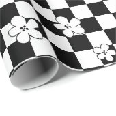 Schwarz-Weiß-Muster mit Blumenkarton Geschenkpapier (Rolleneckpunkt)