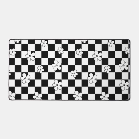 Schwarz-Weiß-Muster mit Blumenkarton Schreibtischunterlage (Vorderseite)