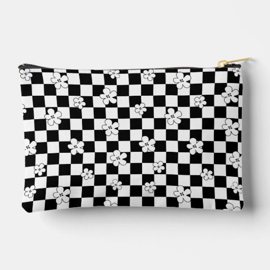 Schwarz-Weiß-Muster mit Blumenkarton Zubehörtasche (Rückseite)