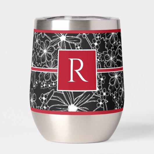 Schwarz-Weiß-Muster: Mit Monogramm Rotes Muster (Rückseite)