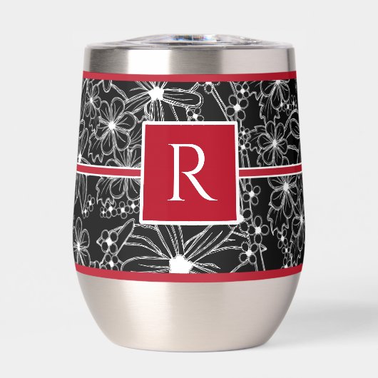 Schwarz-Weiß-Muster: Mit Monogramm Rotes Muster (Vorderseite)