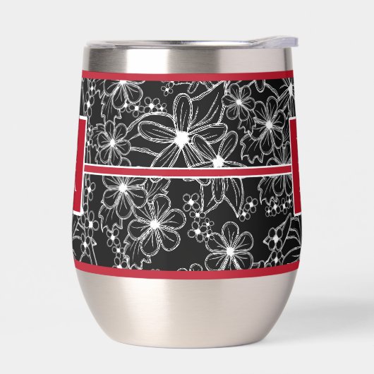 Schwarz-Weiß-Muster: Mit Monogramm Rotes Muster (Links)