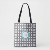 Schwarz-Weiß-Muster Mit Monogramm Tasche (Vorderseite)