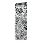 Schwarz-Weiß-Muster Mit Monogramm Thermosbecher (Nach links gedreht)