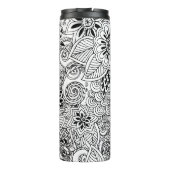 Schwarz-Weiß-Muster Mit Monogramm Thermosbecher (Rückseite)