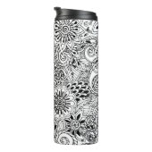 Schwarz-Weiß-Muster Mit Monogramm Thermosbecher (Nach rechts gedreht)