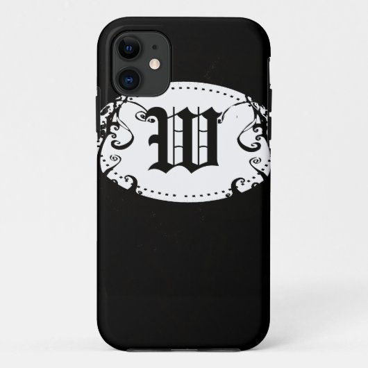 Schwarz-Weiß-Muster mit Monogramm W Case-Mate iPhone Hülle (Rückseite)