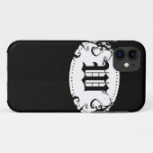 Schwarz-Weiß-Muster mit Monogramm W Case-Mate iPhone Hülle (Rückseite (Horizontal))