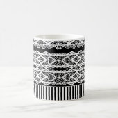 Schwarz-Weiß-Muster mit Spitze und Patchwork Kaffeetasse (Mittel)