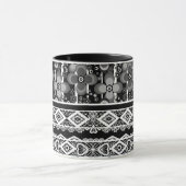 Schwarz-Weiß-Muster mit Spitze und Patchwork Tasse (Zentrum)