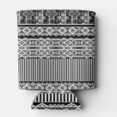Schwarz-Weiß-Muster mit Spitzen und Patchwork Dosenkühler (Rückseite)