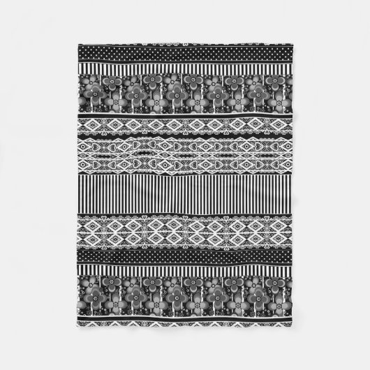Schwarz-Weiß-Muster mit Spitzen und Patchwork Fleecedecke (Vorderseite)