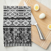 Schwarz-Weiß-Muster mit Spitzen und Patchwork Geschirrtuch (Viertel Falte)