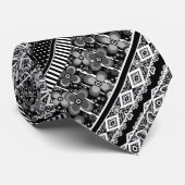 Schwarz-Weiß-Muster mit Spitzen und Patchwork Krawatte (Gerollt)