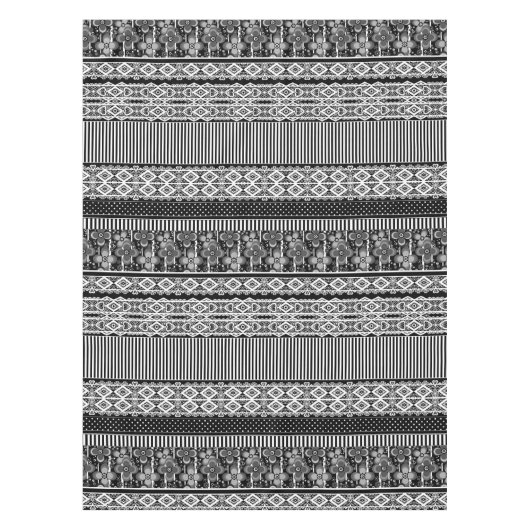 Schwarz-Weiß-Muster mit Spitzen und Patchwork Tischdecke (Vorderseite)