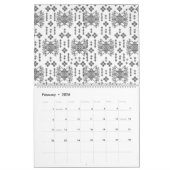 Schwarz-Weiß-Muster mit weißem Hintergrund Kalender (Feb 2026)