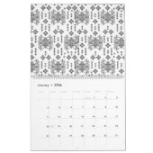 Schwarz-Weiß-Muster mit weißem Hintergrund Kalender (Jan 2026)