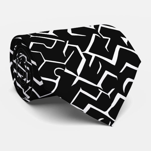 Schwarz-Weiß-Muster | Moderne Gotik Krawatte (Gerollt)