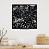 Schwarz-Weiß-Muster Moderne Kunst Print Poster (Küche)