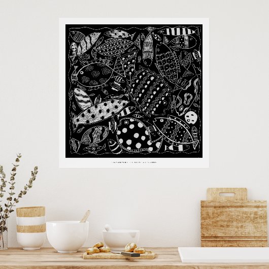 Schwarz-Weiß-Muster Moderne Kunst Print Poster (Küche)