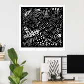 Schwarz-Weiß-Muster Moderne Kunst Print Poster (Heimbüro)