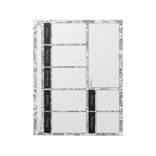 Schwarz-Weiß-Muster Muster Wochenplaner Pad Notizblock (Rotiert)