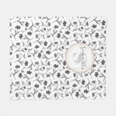 Schwarz-Weiß-Muster - Name und Monogramm Fleecedecke (Vorderseite (Horizontal))