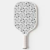 Schwarz-Weiß-Muster - Name und Monogramm Pickleball Schläger (Rückseite)