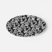 Schwarz-Weiß-Muster Pappteller (Schrägansicht)