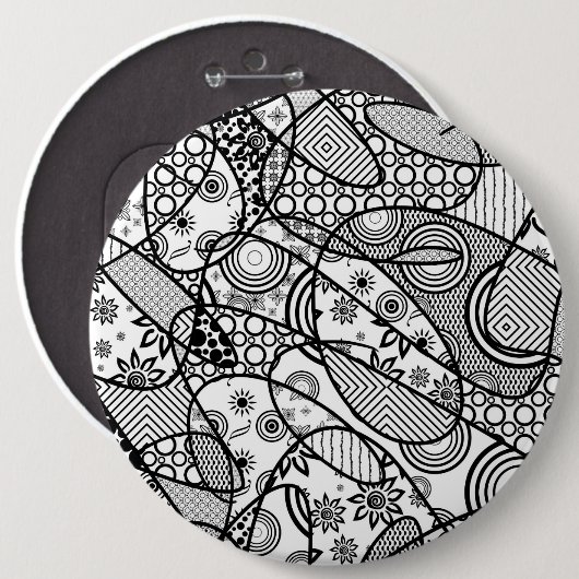 Schwarz-Weiß-Muster-Patchwork 01 Button (Vorne & Hinten)