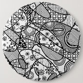 Schwarz-Weiß-Muster-Patchwork 01 Button (Vorderseite)