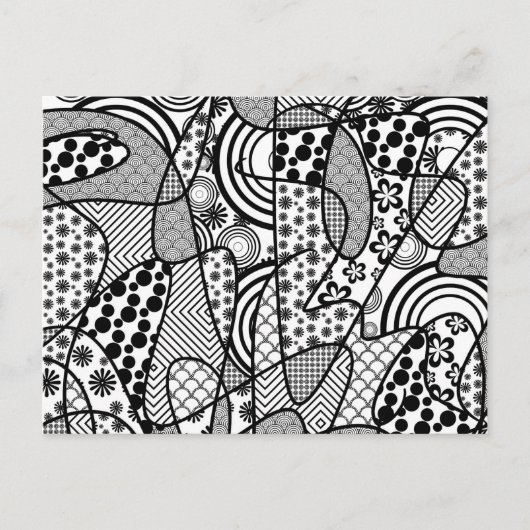 Schwarz-Weiß-Muster-Patchwork 02 Postkarte (Vorderseite)