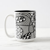 Schwarz-Weiß-Muster-Patchwork 02 Zweifarbige Tasse (Links)