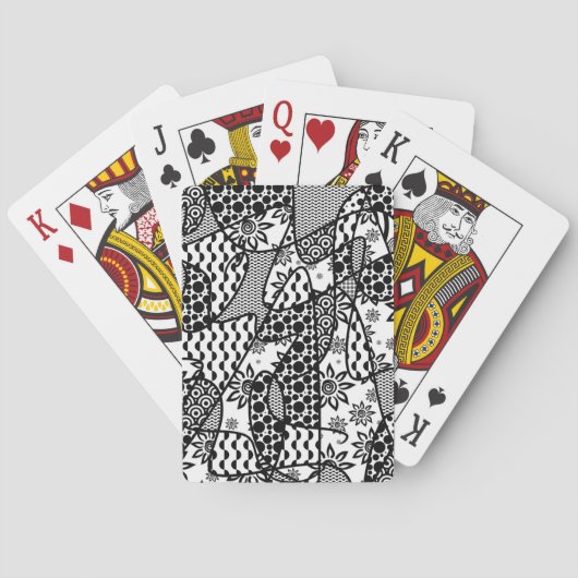 Schwarz-Weiß-Muster-Patchwork 03 Spielkarten (Rückseite)