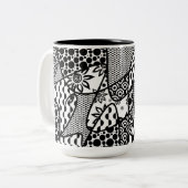 Schwarz-Weiß-Muster-Patchwork 03 Zweifarbige Tasse (Vorderseite Links)